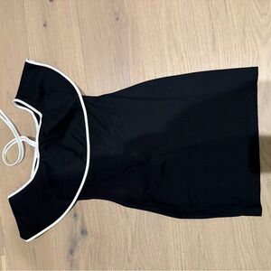 by the way. Black Dress with White Accents